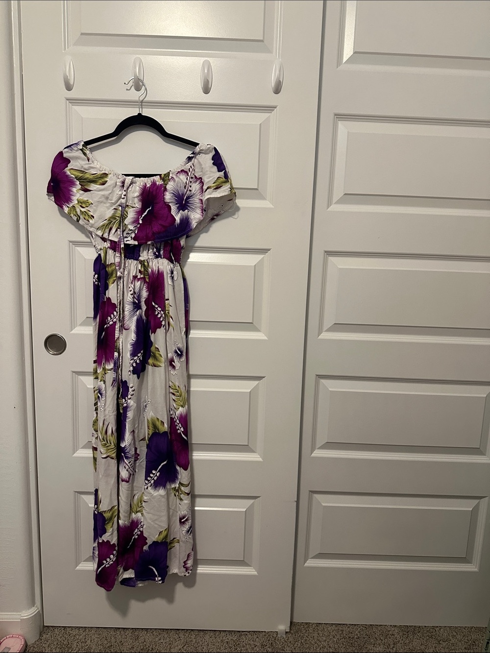 Advance Apparels White Maxi Dress with Purple Floral Print